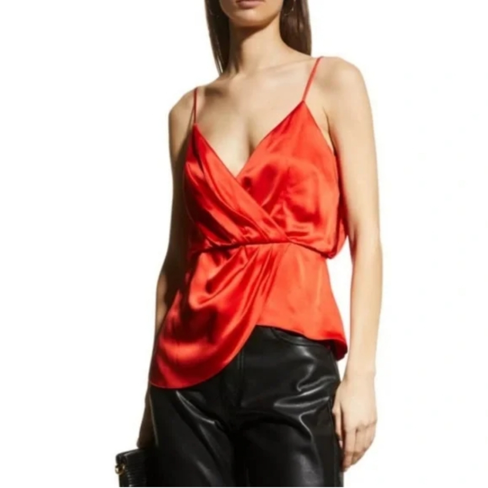 Cinq a sept red mirin silk blouse sz small